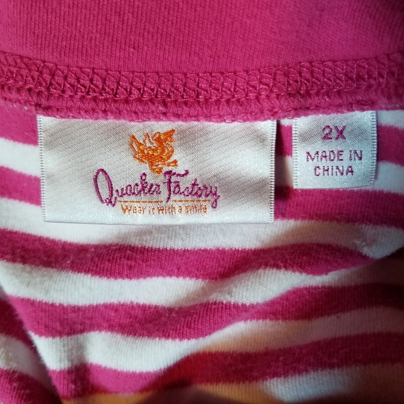 Quacker Factory Striped Pollover Top 3/4 Sleeves Plus Size 2X - Picture 5 of 7